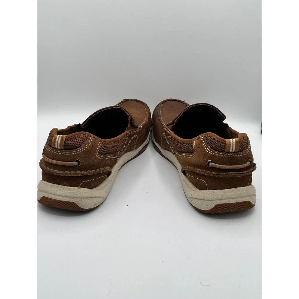 Clarks Men Brown Leather Slip On Loafers Ortholite Cushion Soft Sz 10.5W